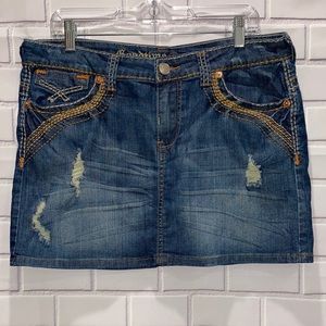 GOODTIMES PLUS SIZE JEAN RIPPED SKIRT
